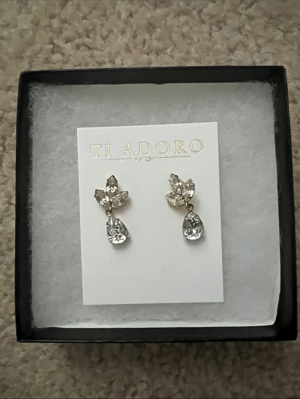 Ti Adoro by Alvina Valenta Clear Crystal Teardrop Earrings - Silver